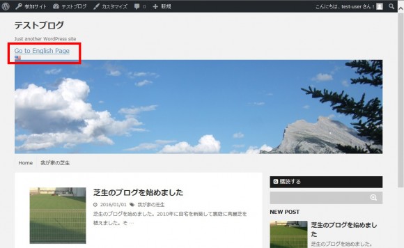 The “Language Switch” was installed in the header, below the title and the subtitle and above the header image.