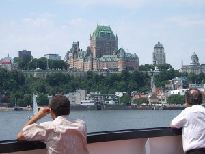 Château Frontenac Hotel in Quebec City. A photo from a ferry.
