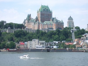 Château Frontenac Hotel in Quebec City. A photo from a ferry.