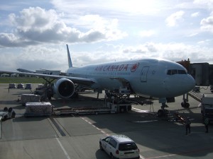 Airplane of AIR CANADA photographed in the airport.