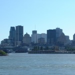 Downtown Montreal viewed from the opposite shore of St. Lawrence River.
